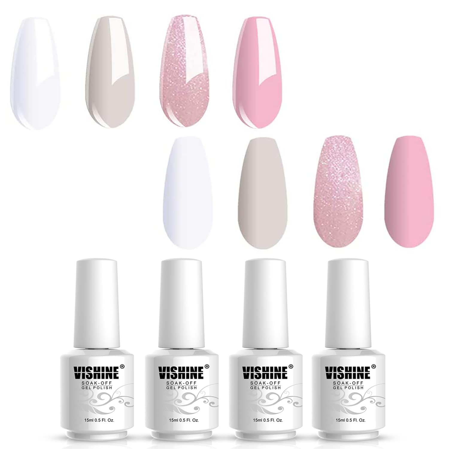 Vishine Nail Art UV LED Lamp Gel Polish Long-lasting Manicure Kit 4 Colors Set C183