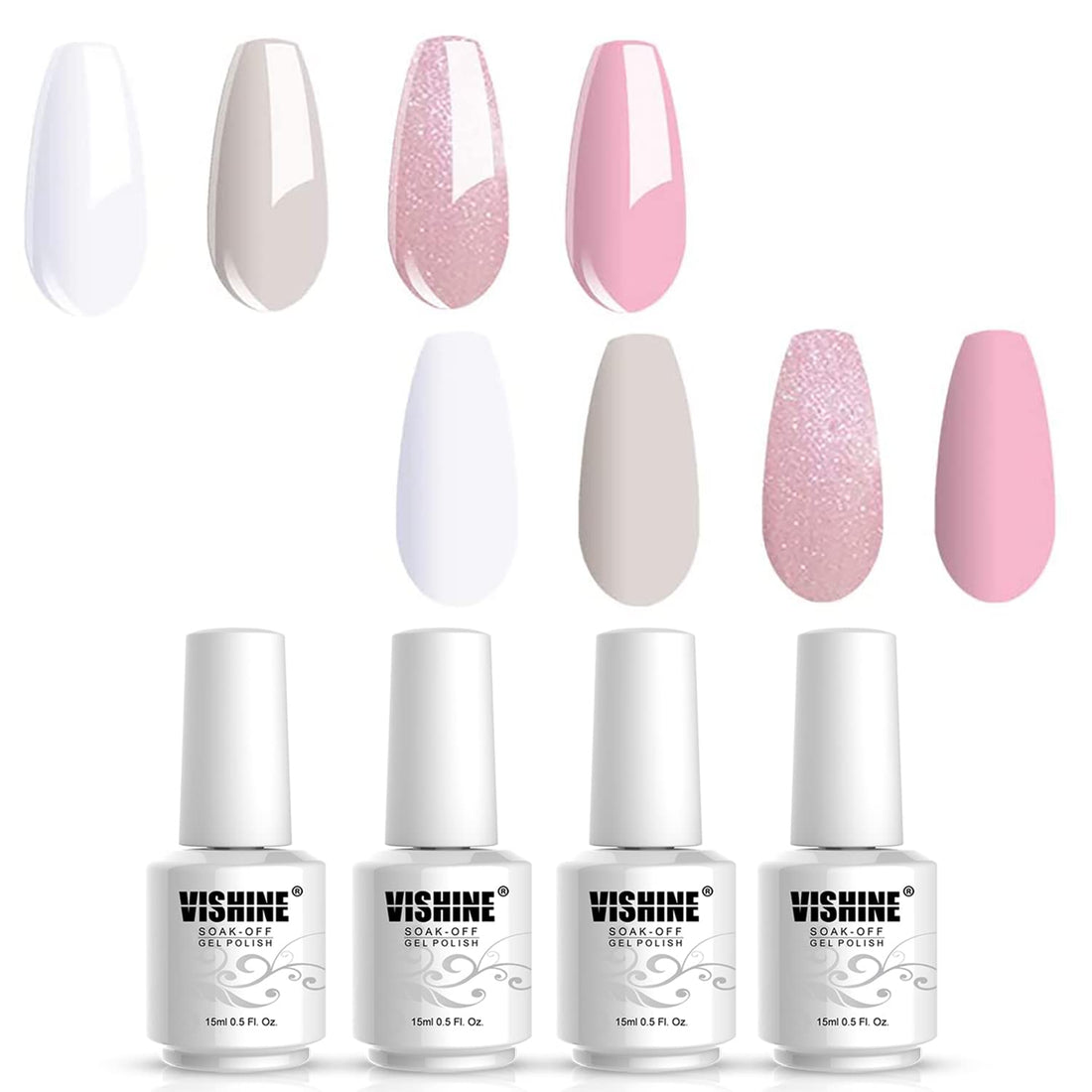 Vishine Nail Art UV LED Lamp Gel Polish Long-lasting Manicure Kit 4 Colors Set C183