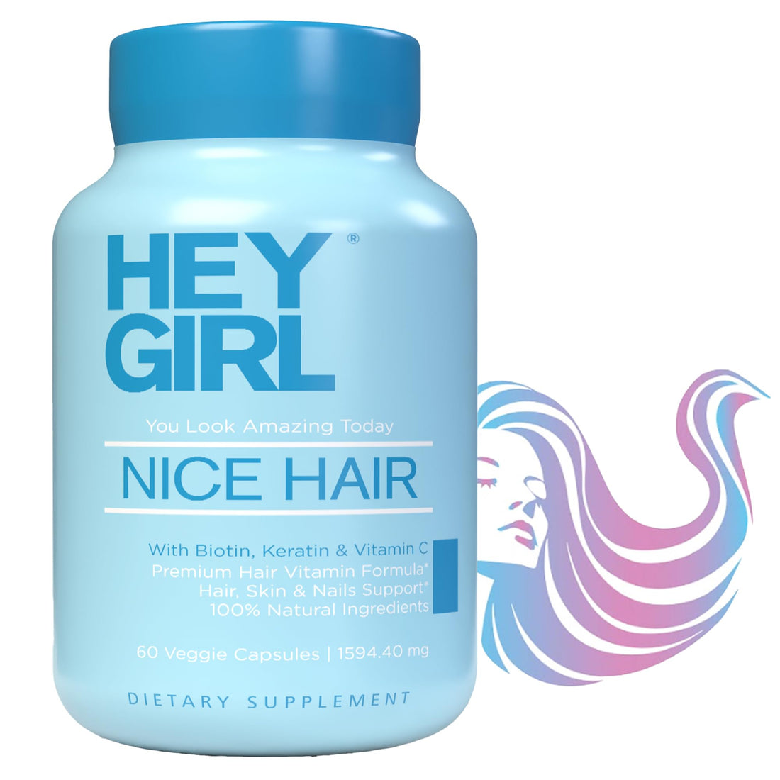 Hair Vitamins To Help Thinning and Fallout - Hair Supplement To Grow Hair Faster, Stronger & Have Healthy Skin & Nails - Scientifically Made With Biotin, Keratin, Folic Acid, Vitamin B, C, 60 Capsules