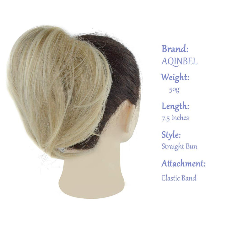 AQINBEL Tousled Synthetic Hairpiece Scrunchies Straight Elastic Updo Scrunchy Bun For Women