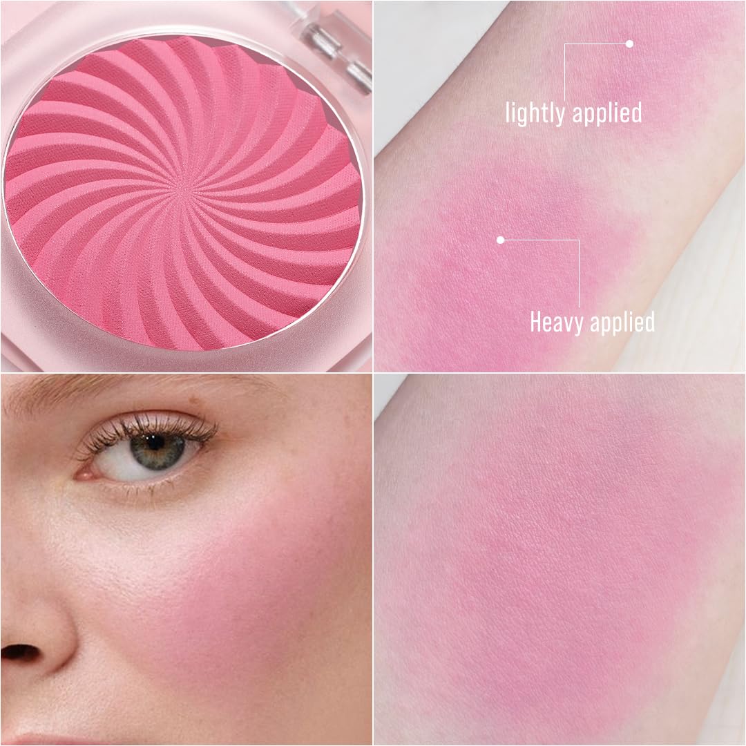 TINTARK Cheeky Blush Compact for Face Cheeks, Talc Free Blusher Palette, Matte Powder Makeup, Natural Healthy, Mauve Pink Magenta Peach Red, Vegan Cruelty Free