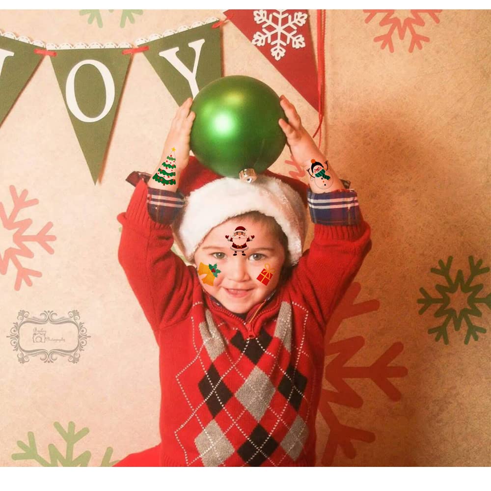 Hohamn Christmas Temporary Tattoos for Kids, 12 Sheets Christmas Holiday Fake Tattoos for Baby Boys Girls Xmas Party Gifts Crafts Decoration