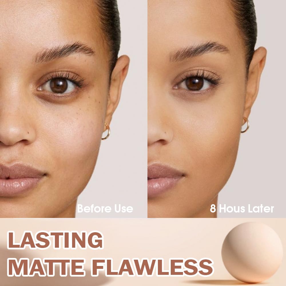 FeiCuiYun Oil Control Matte Perfection Face Pressed Powder, Matte Smooth Flawless Setting Powder Makeup, Polvo Compacto De Maquillaje, Waterproof Long Lasting, Facial Powder, 0.35Oz (03 Pure Beige)