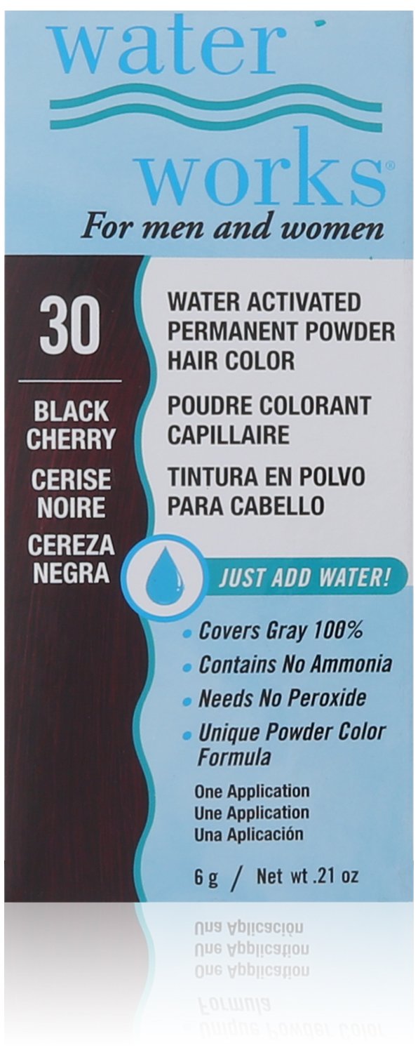 Water Works Water Activated Permanent Powder Hair Color for Men and Women, 30 Black Cherry