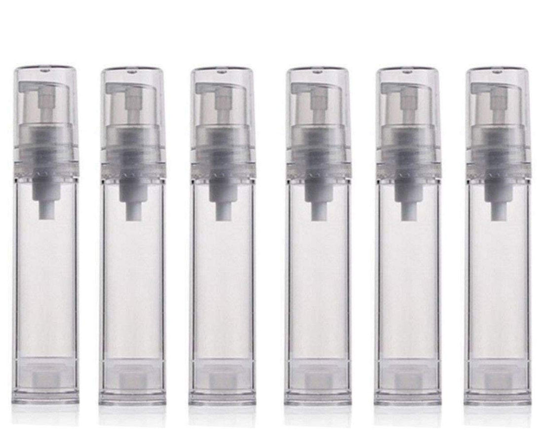 TUPWEL 12Pcs 10Ml / 0.34Oz Transparent Small Ounce Empty Ps Plastic Airless Vacuum Pump Press Bottle Jar Pot Vial Container for Cosmetic Makeup Serums Cream Lotion Travel Toiletries Liqui