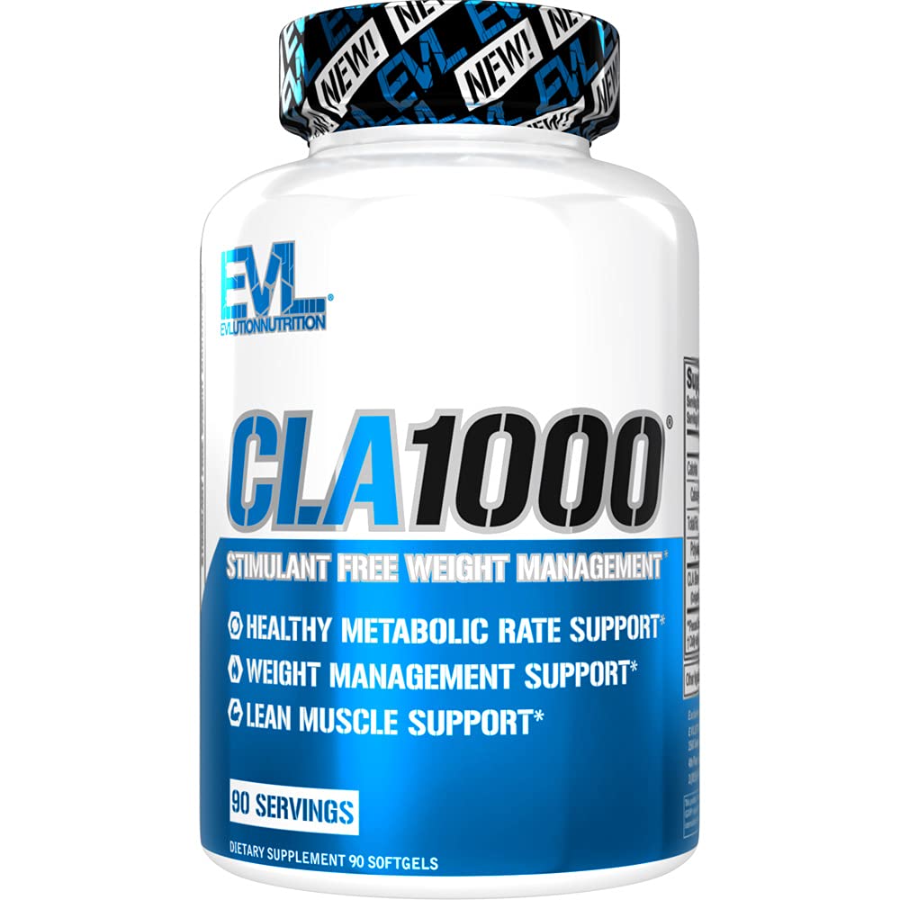Evlution Conjugated Linoleic Acid CLA Pills - CLA 1000mg Diet Pills to Support Weight Loss Fat Burning Lean Muscle and Faster Metabolism - Stimulant-Free Safflower Based Fat Loss Support - 90