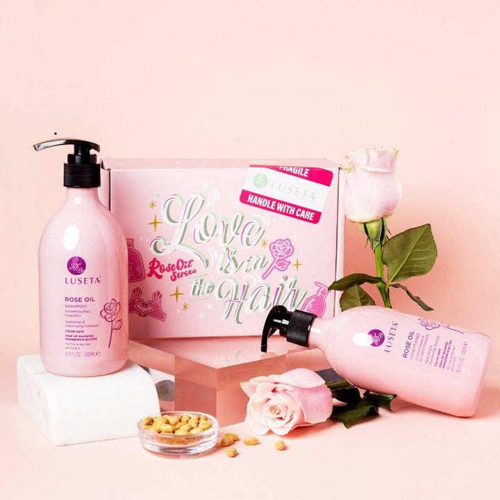 Luseta Rose Oil Shampoo and Conditioner Set for Fine and Dry Hair 2 16.9oz
