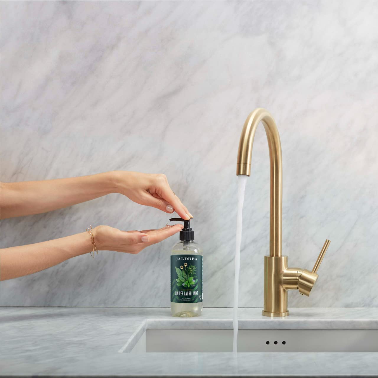 Caldrea Hand Wash Soap, Aloe Vera Gel, Olive Oil and Essential Oils to Cleanse and Condition, Juniper Laurel Mint Scent, 10.8 oz