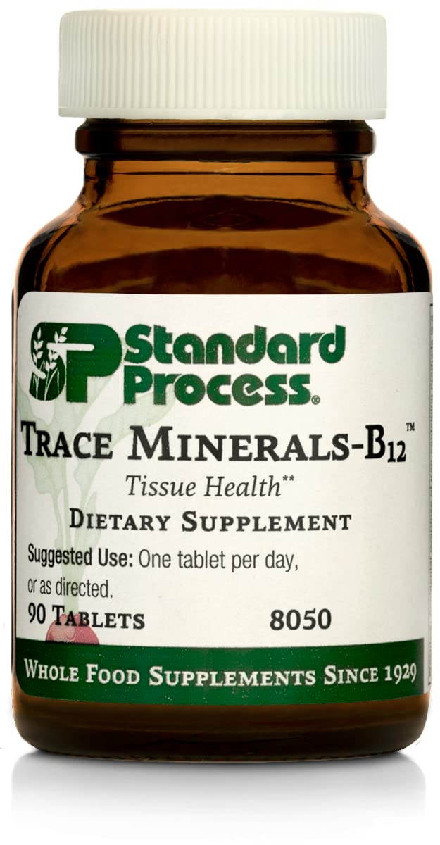 Standard Process Inc. Trace Minerals-B12 - Whole Food Spleen, Bone Health, Immune Support, Metabolism and Thyroid Support with Manganese, Kelp, Iodine, Copper, Vitamin B12, Zinc, Iron - 90 Tablets