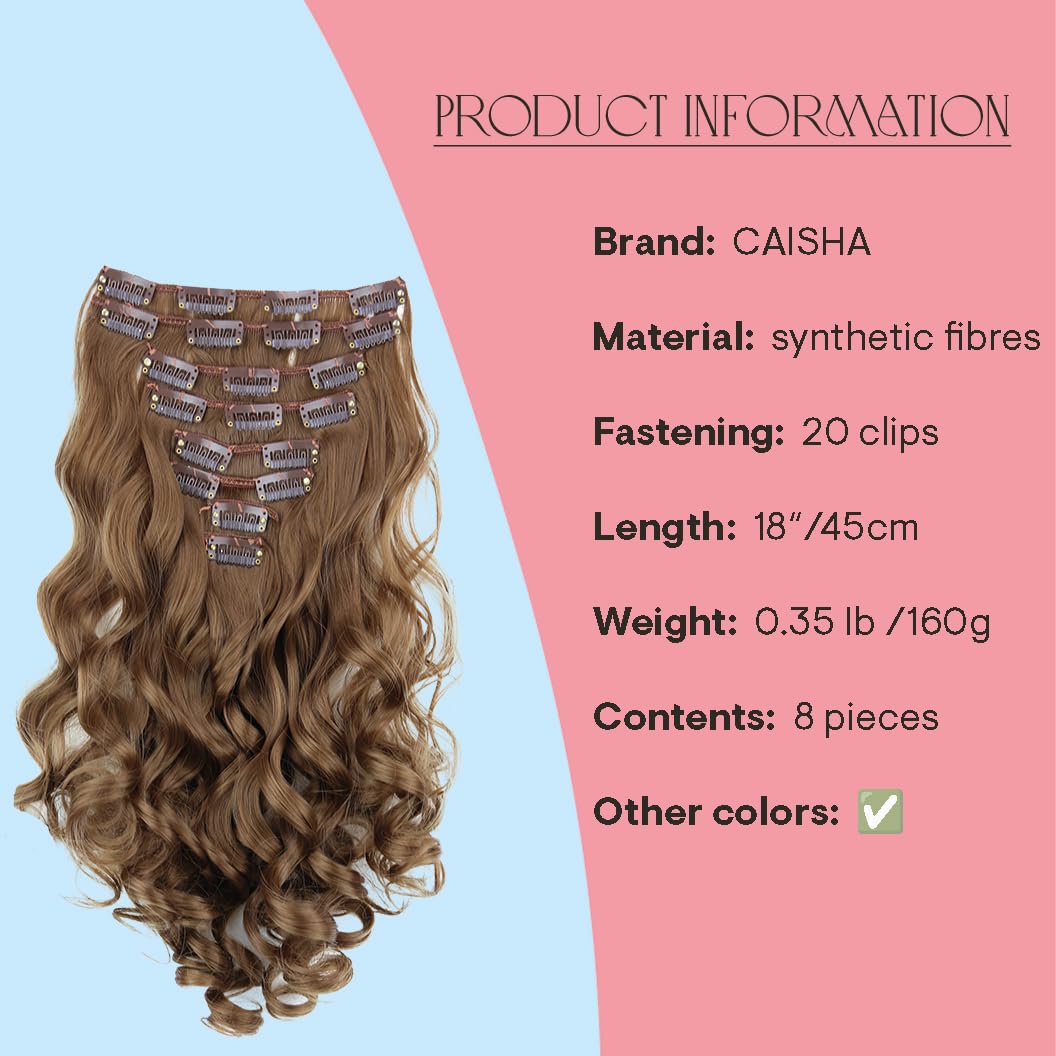24 (60cm) medium brown #12 CES3-1 : PRETTYSHOP XXL Full Head Set 8 pcs 24 Clip In Hair Extensions Hairpiece Wavy Heat-Resisting medium brown #12 CES3-1