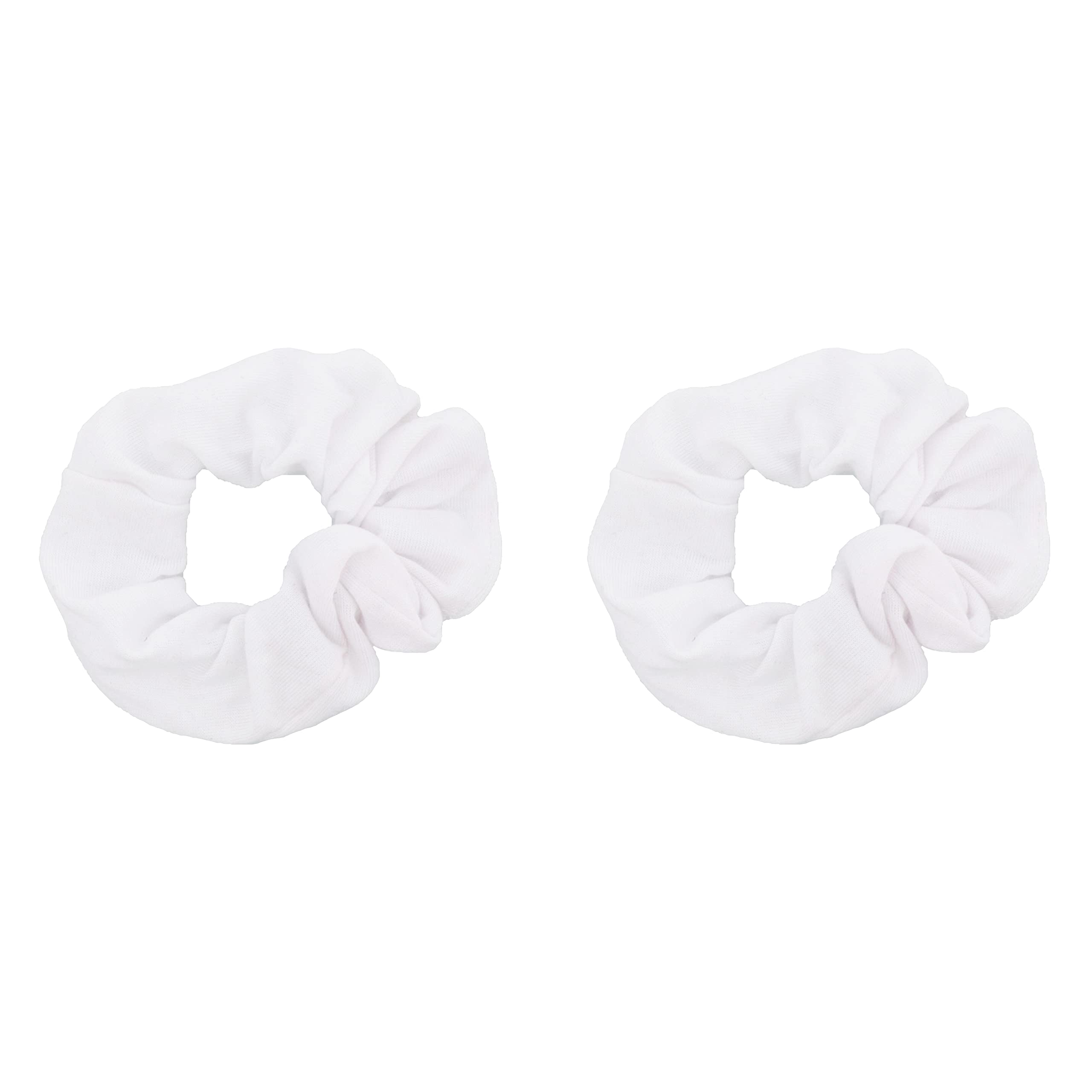 Set of 2 Solid Scrunchies - White