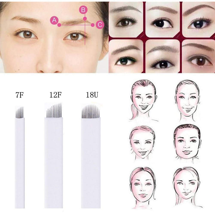 Microblading Needles - Tazay 60pcs S7,S12,U18 Assorted Permanent Makeup Manual Eyebrow Tattoo Needle Microblading Blades for Microblading Supplies,Microblading Kits