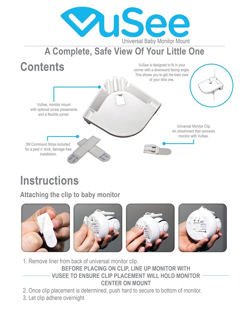 VuSee Corner Baby Monitor Mount - Safely Hold Baby Monitors or Indoor Camera Shelf - Compatible with Most Baby Brands - Corner Wall Mount with Easy Installation - 1 Pack
