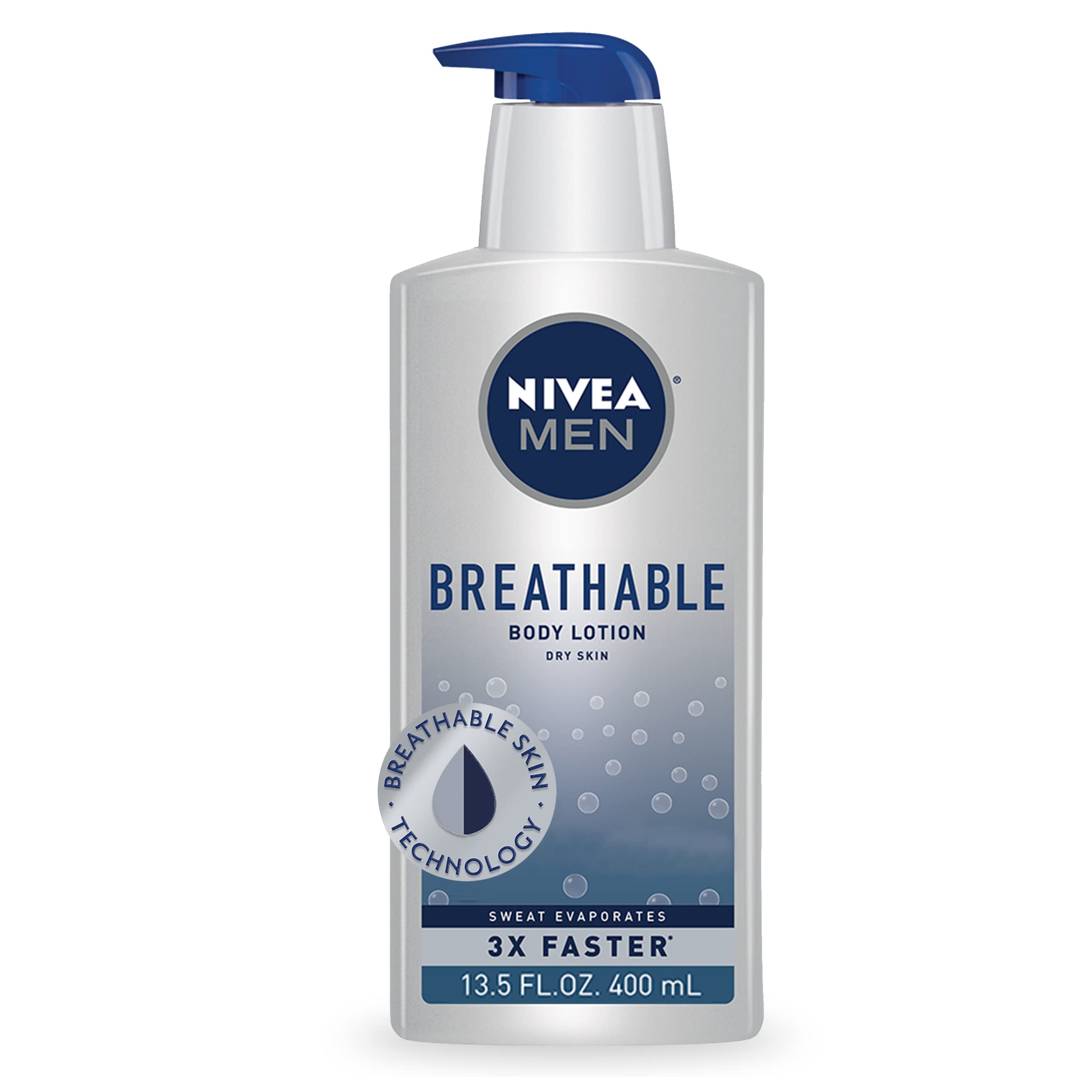NIVEA MEN Breathable Body Lotion, 48 Hour Hydrating Lotion for Men, 13.5 Fl Oz Bottle