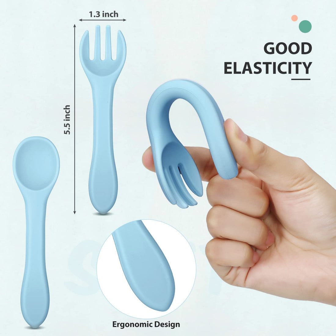 Zhanmai 3 Pack Silicone Bibs for Babies with Spoon Fork Silicone Feeding Bibs for Toddlers Boys Kids Girls (Vivid Style)