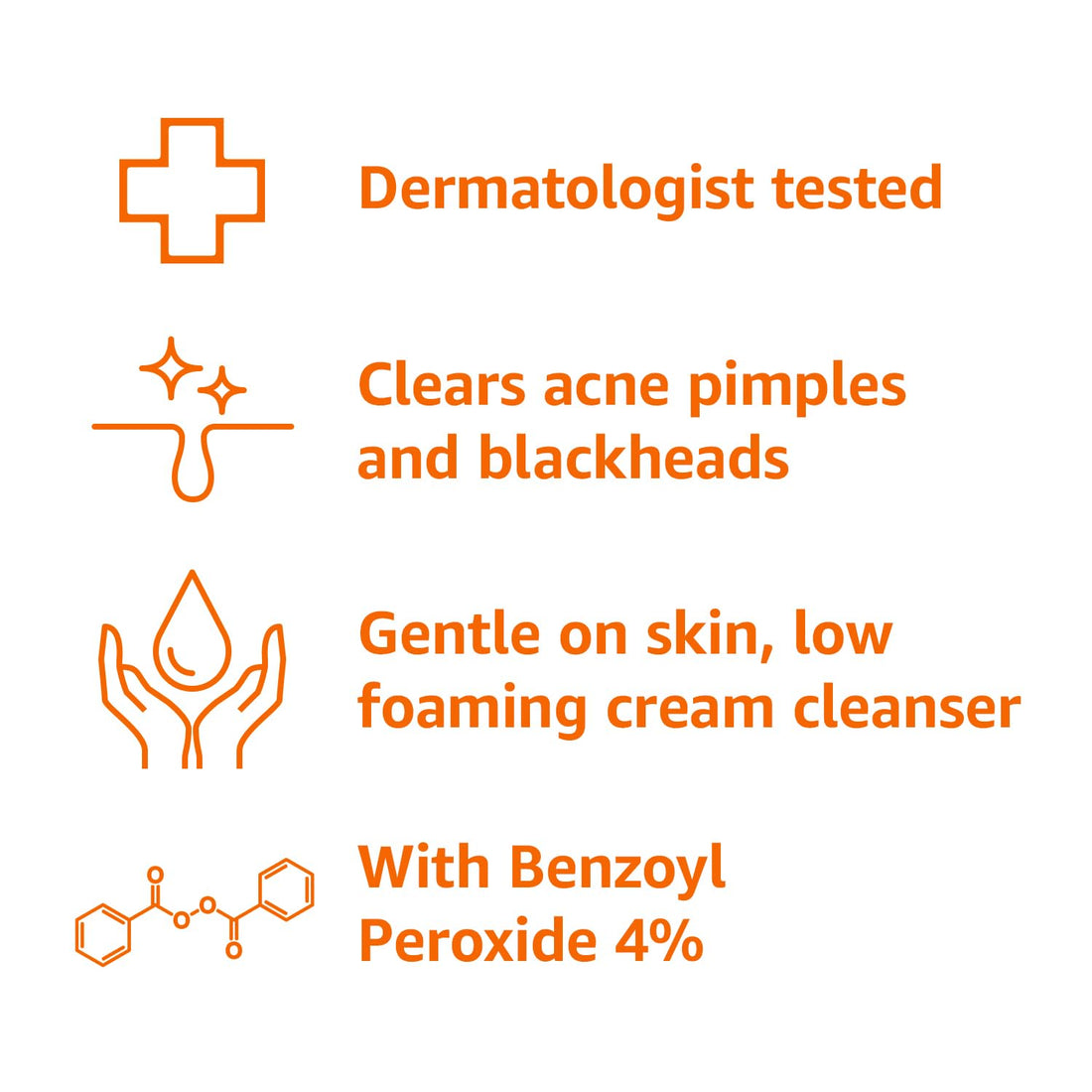 Amazon Basics Acne Cream Cleanser with 4% Benzoyl Peroxide, 5 Fluid Ounces, 1-Pack
