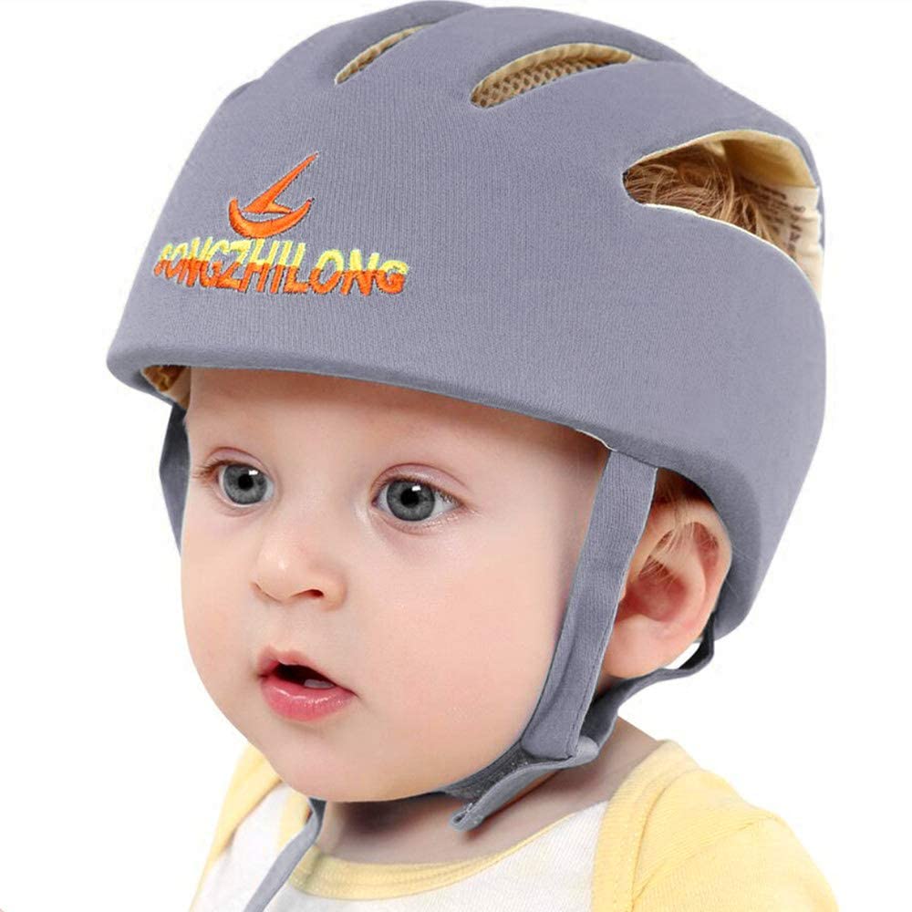 Huifen Adjustable Baby Head Protector, Baby Helmets for Crawling Walking Lightweight Safety Baby Helmet Jumping Running Breathable Hat Infant Essentials Toddler Helmets 6-24 Months (Gray)