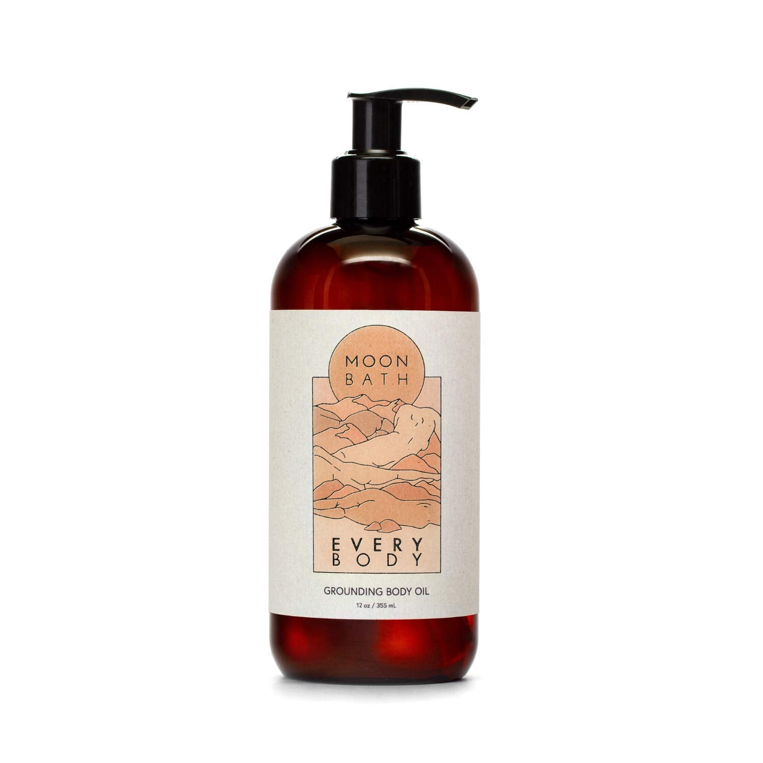 Moon Bath Every Body Grounding Body Oil | Contains Jojoba, Marula & Moringa Oils combined w/Sandalwood & Cypress to Calm | Organic & Clean Beauty, No Synthetic Fragrance 12 fl oz.