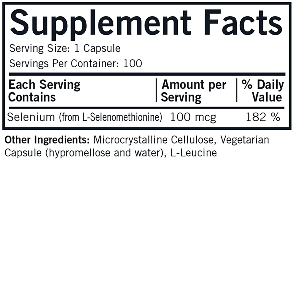 Selenium 100 mcg Capsules - Hypo - 100 ct.