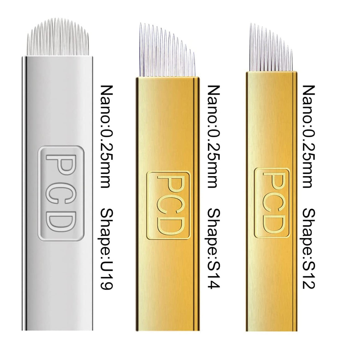 Linyansz Pcd Needles: Disposable Eyebrow Microblading Needles, Lip Tattooing Microblades Permanent Makeup Blades For Single Use Only (Pcd12+Pcd14+Pcd19U) 30Pcs