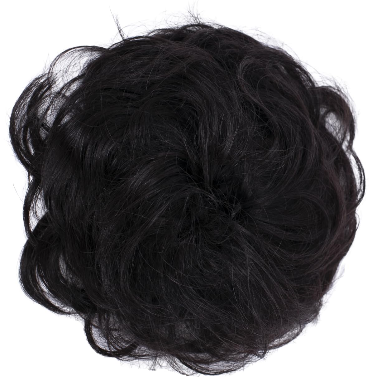 black 1B H312 : PRETTYSHOP 100% Human Hair Scrunchy Scrunchie Bun Up Do Hair Piece Hair Ribbon Ponytail Extensions Wavy Curly or Messy Div. colours (black 1B H312)