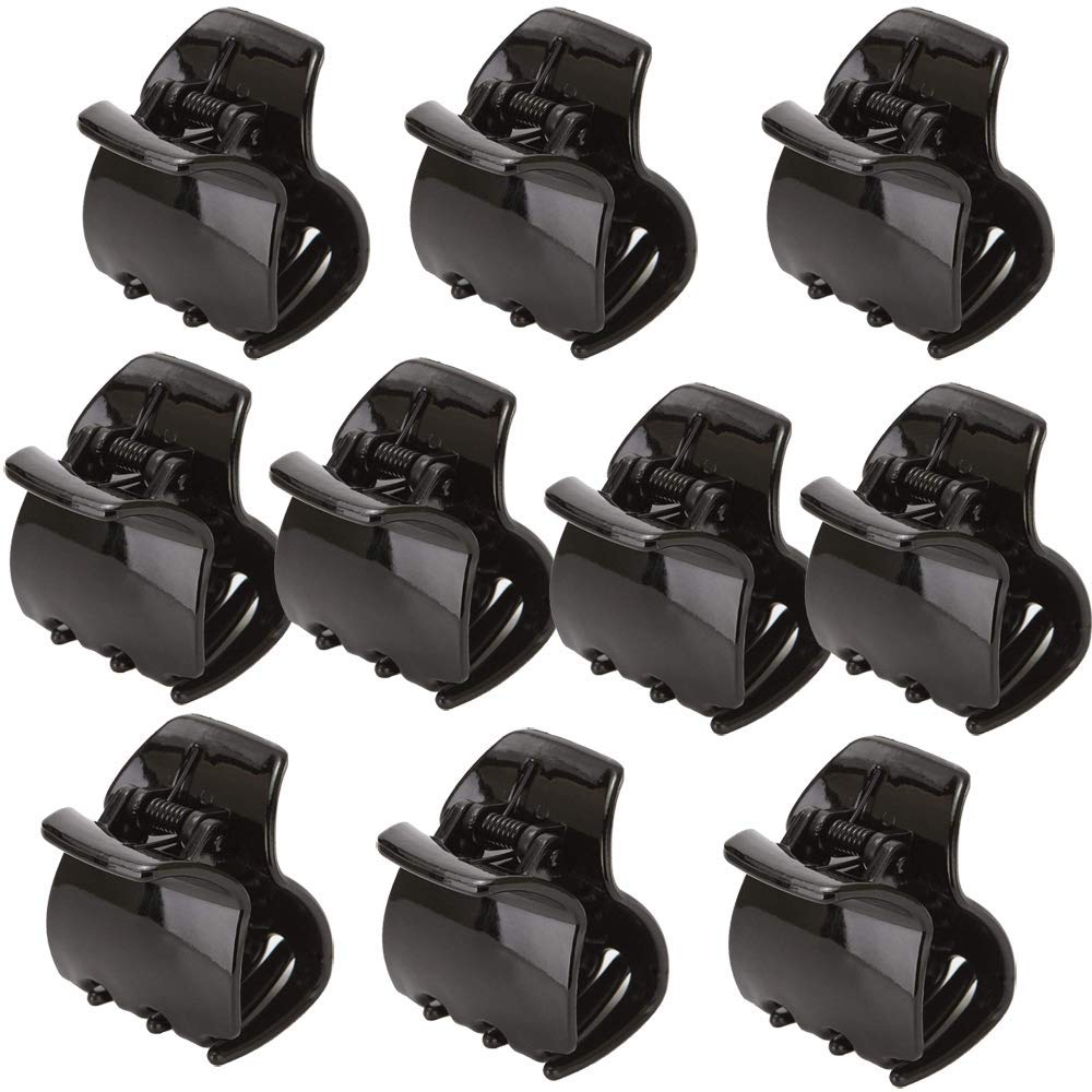Yishenyishi 10 Pack Black Jaw Clips For Thick Hair, Non-slip Hair Claw Clip for Women and Girls (Medium 2)