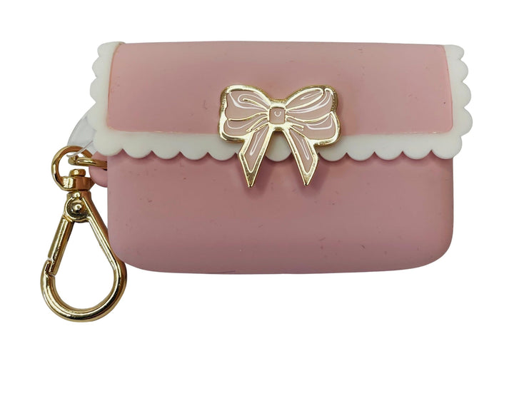 Bath and Body Works Sweetheart Song Pink Scalloped Bow Snap Case With Gold Accents Pocketbac Hand Sanitzer Holder