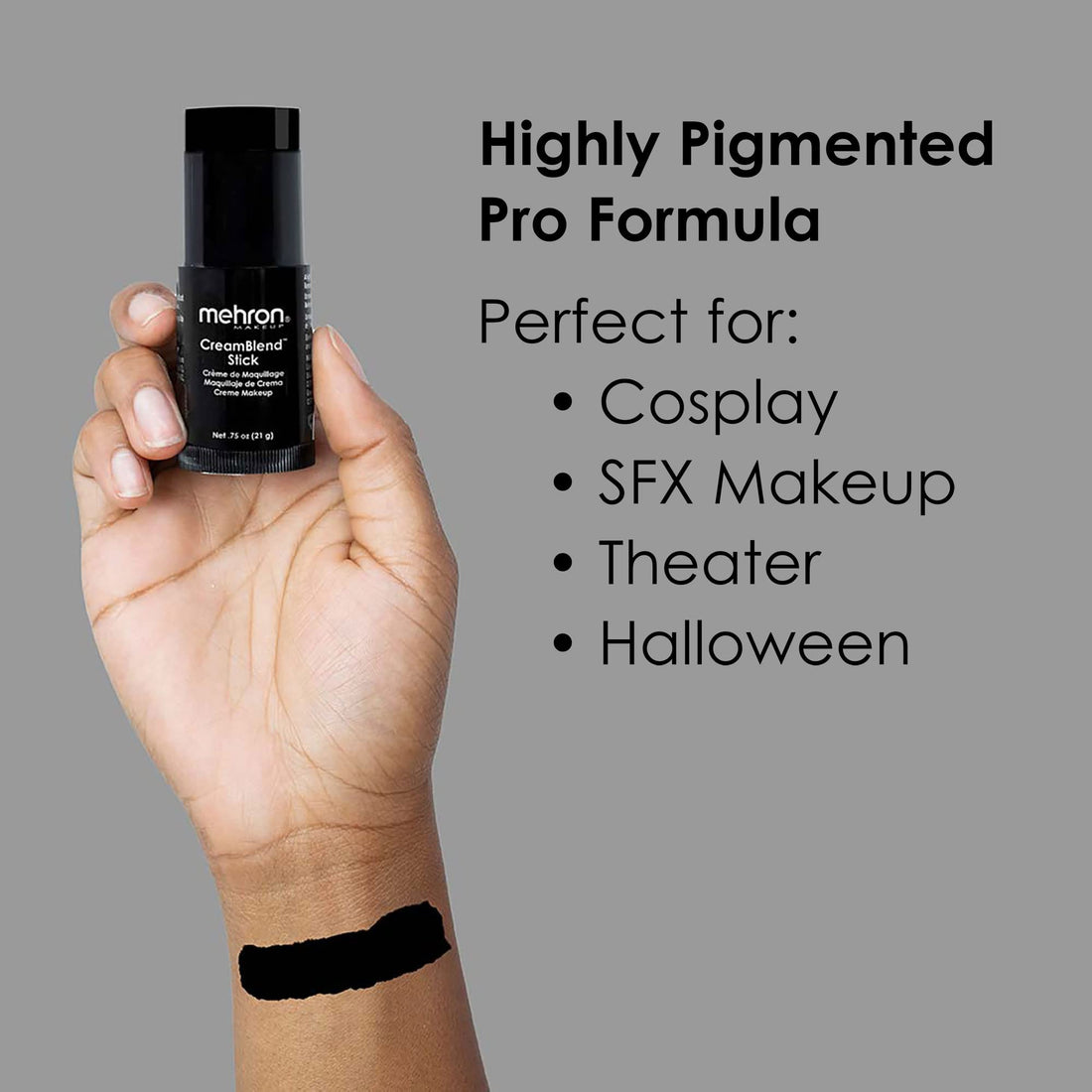 Mehron Makeup CreamBlend Stick, BLACK - .75oz