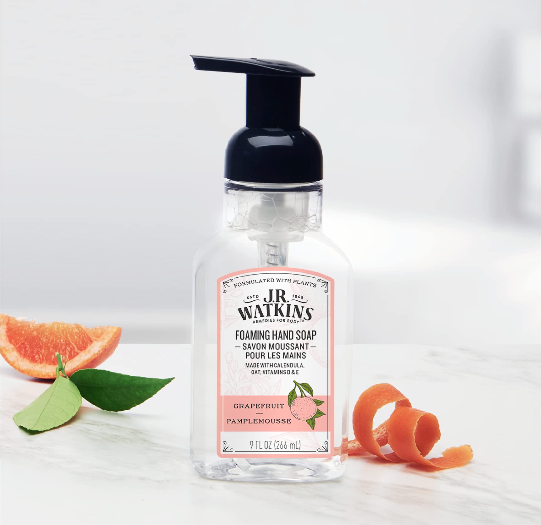 J.R. Watkins Foaming Hand Soap, Grapefruit, 6 Pack, Scented Foam Handsoap for Bathroom or Kitchen, USA Made and Cruelty Free, 9 fl oz