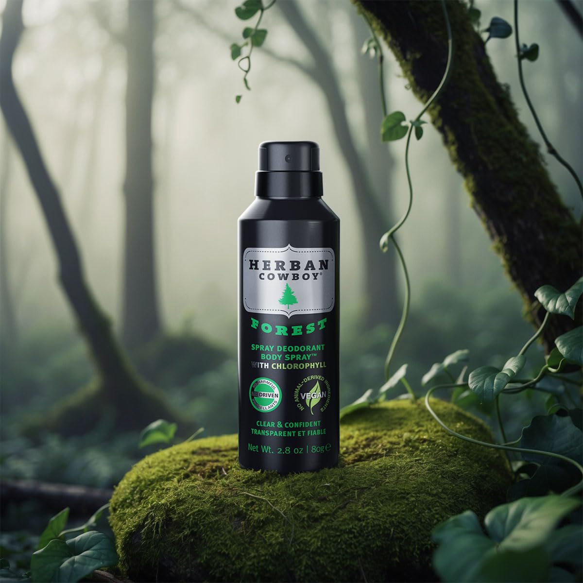 HERBAN COWBOY Dry Spray Deodorant Forest ââ‚¬â€œ 2.8 oz | Menââ‚¬â„¢s Dry Spray Deodorant | Enhanced with Parsley, Rosemary & Sage | No Parabens, No Phthalates & Certified Vegan