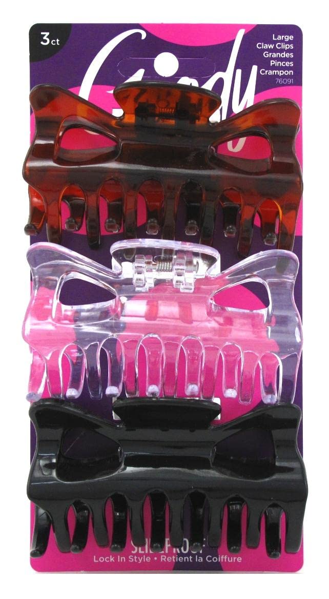 Goody Classics Large Rectangle Claw Hair Clip (Pack of 3)