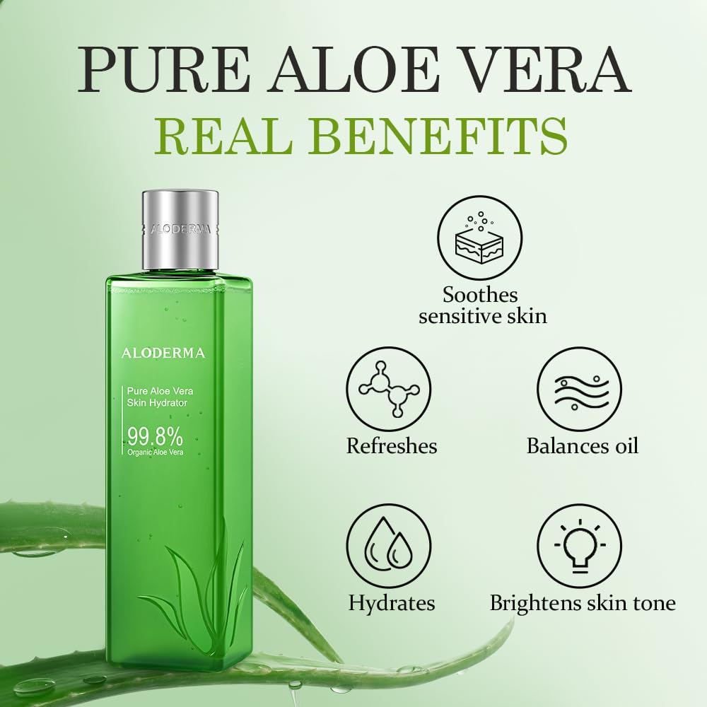 Aloderma Fresh Organic Aloe Vera Vitality Juice Skin Hydrator (240ml, 8.1 oz)