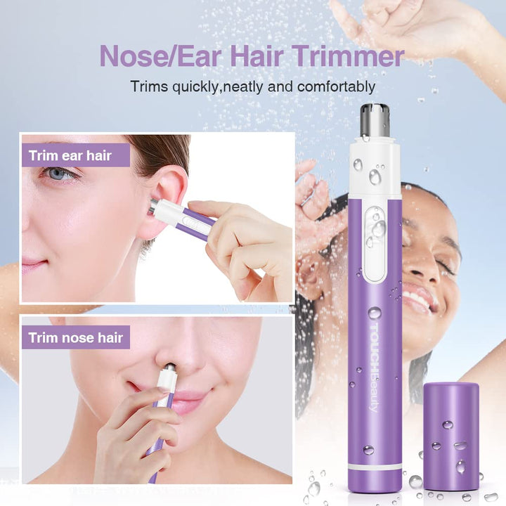 Purple: Touchbeauty Portable Ear Nose Hair Trimmer Safe Mini Pen-Sized Battery Powered 0656