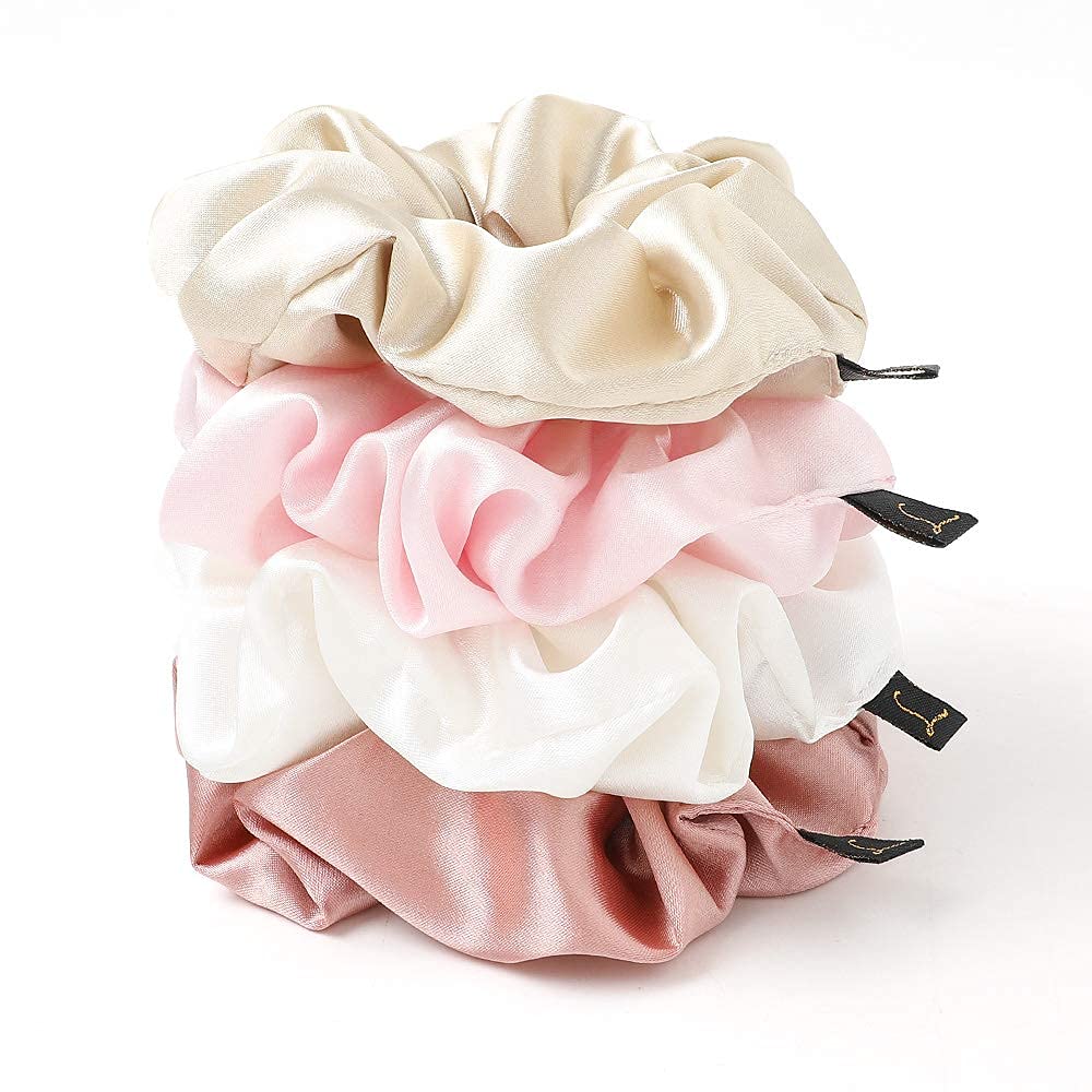 Scrunchies Women Hair Ties - Big Silk Satin Scrunchy Hair Bands Elastic Hair Accessories Soft Large Scrunchies For Vsco Girl Women