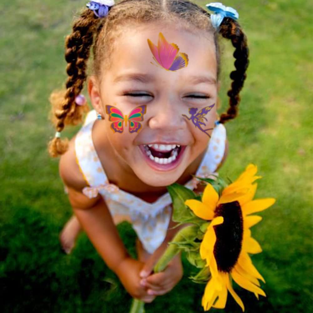 Hohamn Glitter Butterfly Tattoos for Gilrs Womens - 50 Styles Colorful Butterfly Art Tattoos for Women Girls Butterfly Party Favors