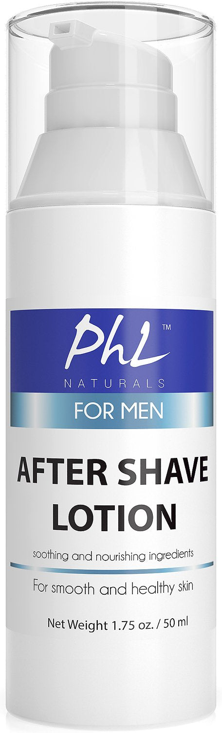 PhL Naturals Unscented Natural After Shave Lotion for Men - Soothes Irritation from Shaving, Moisturizes and Repairs Skin, Prevents Razor Burn, Leaves Skin Feeling Smooth and Soft 1.75 oz