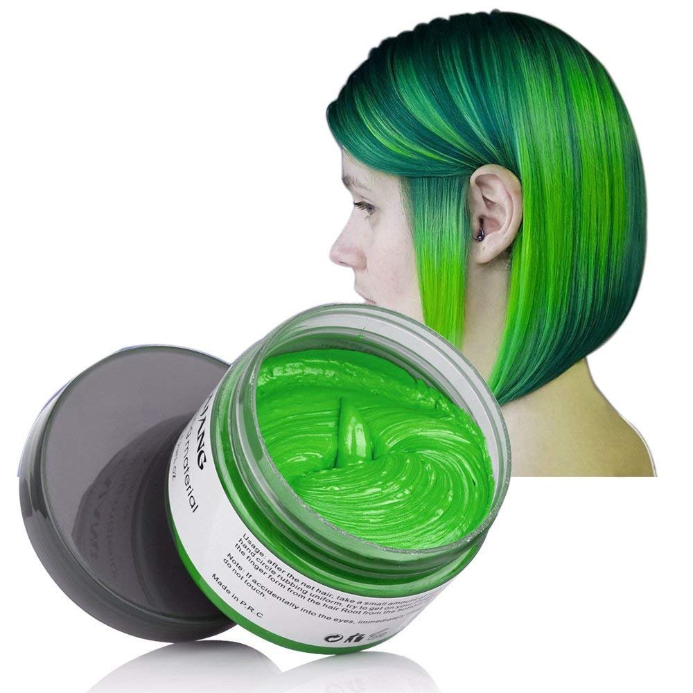MOFAJANG Unisex Hair Wax Color Dye Styling Cream Mud, Natural Hairstyle Pomade, Washable Temporary,Party Cosplay (Green)