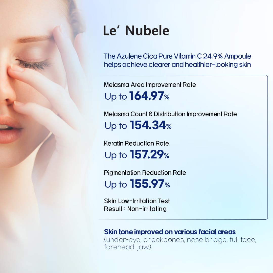 Le' Nubele Azulene-Cica Pure Vitamin C 24.9% Ampoule | High-Strength Vitamin C Serum with Azulene & Cica | Korean Skincare for Radiant & Soothing Skin | 17.5g