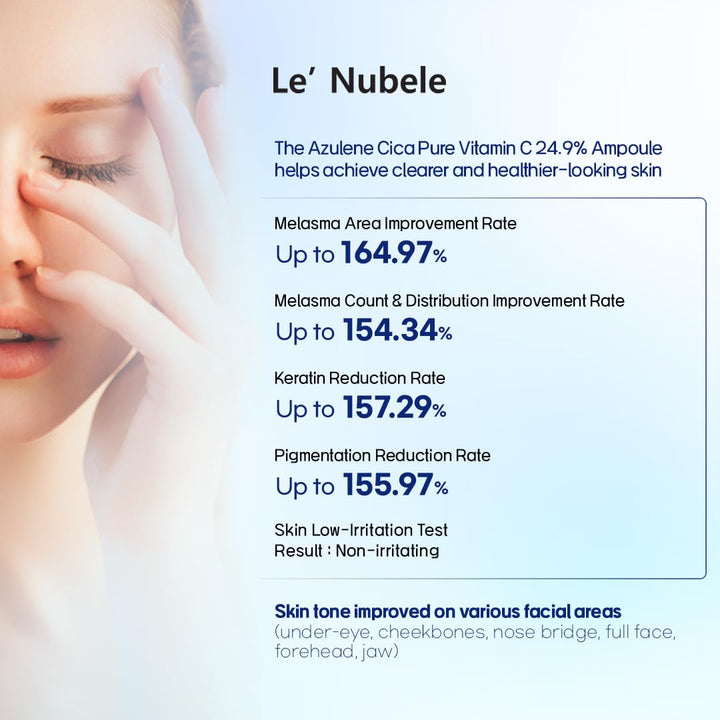 Le' Nubele Azulene-Cica Pure Vitamin C 24.9% Ampoule | High-Strength Vitamin C Serum with Azulene & Cica | Korean Skincare for Radiant & Soothing Skin | 17.5g