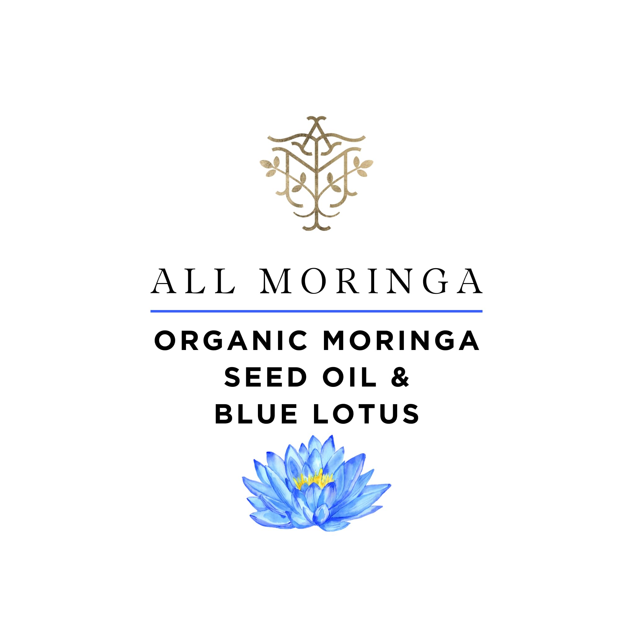 A M Organic Pure Cold-Pressed Moringa Seed Oil with Blue Lotus Absolute for Face, Body and Hair