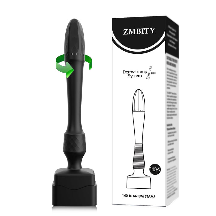 Titanium Microneedles Derma Roller - Stamp Alternative -Microneedle Micro Needle Skin Care Tool - Microneedling Roller for Men and Women (Black)