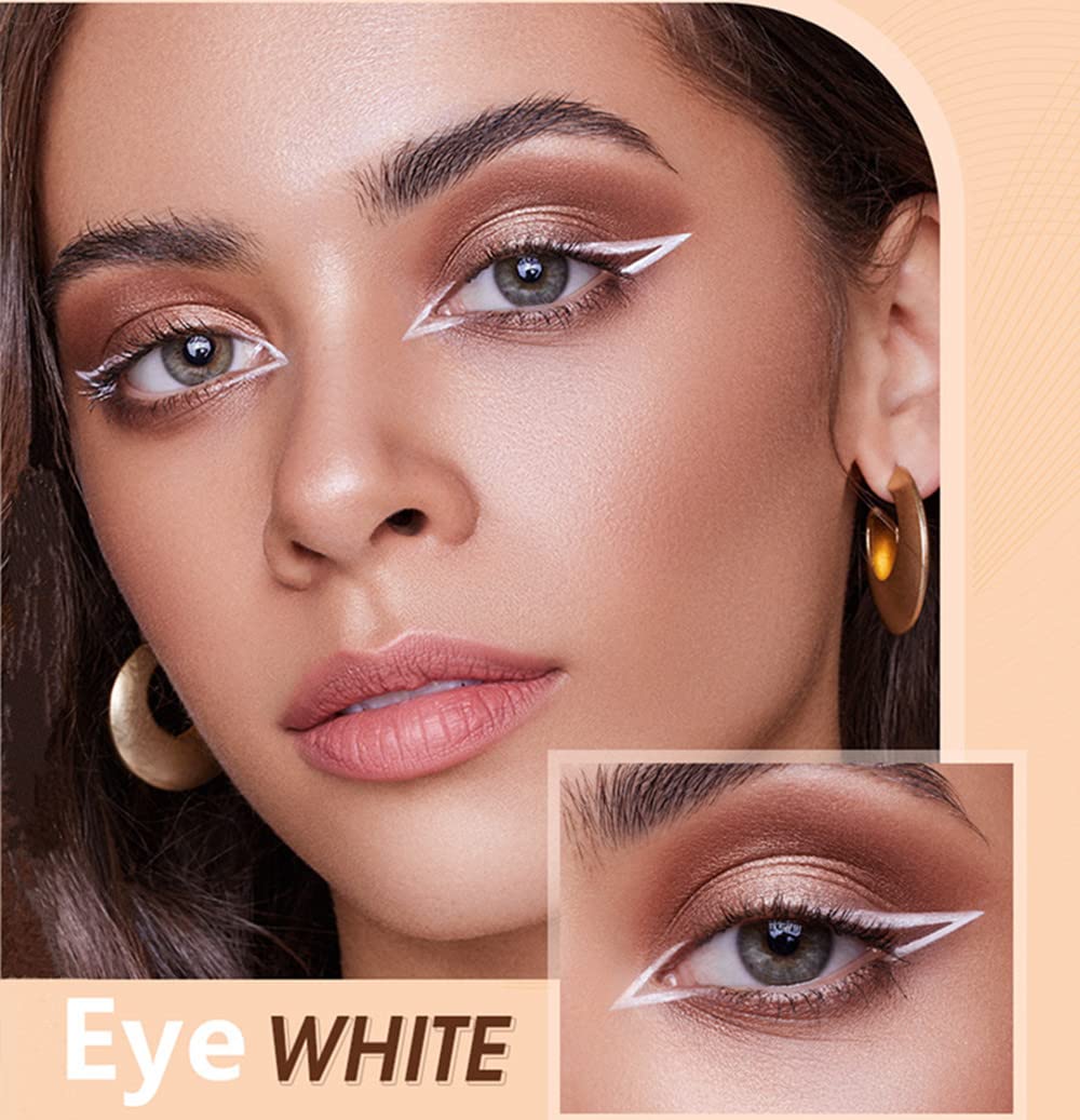 Go Ho 12 PCS White Eyebrow Eyeliner Pencils,White Eyeshadow Makeup Pen,Sweatproof Eye Highlighter Makeup Pencil,Long-lasting Nice Color Eye Brow Gel Pen,Brow Tint Sticks(White)