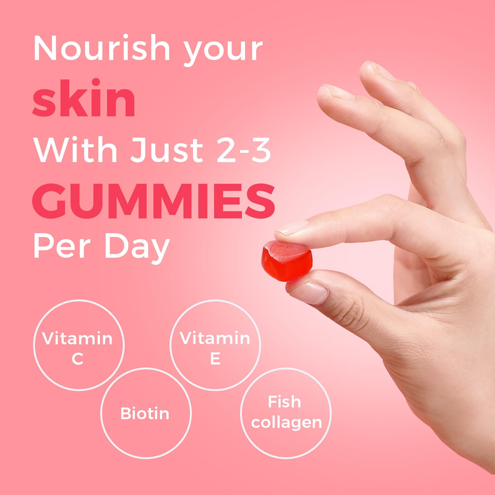 Nature's Key Collagen Gummies with Vitamins C, E & Biotin, 600mg Collagen Per Serving, Reduces Wrinkles & Promotes Skin Elasticity, Sugar Free Peach Flavor (120 Gummies, Pack of 1)