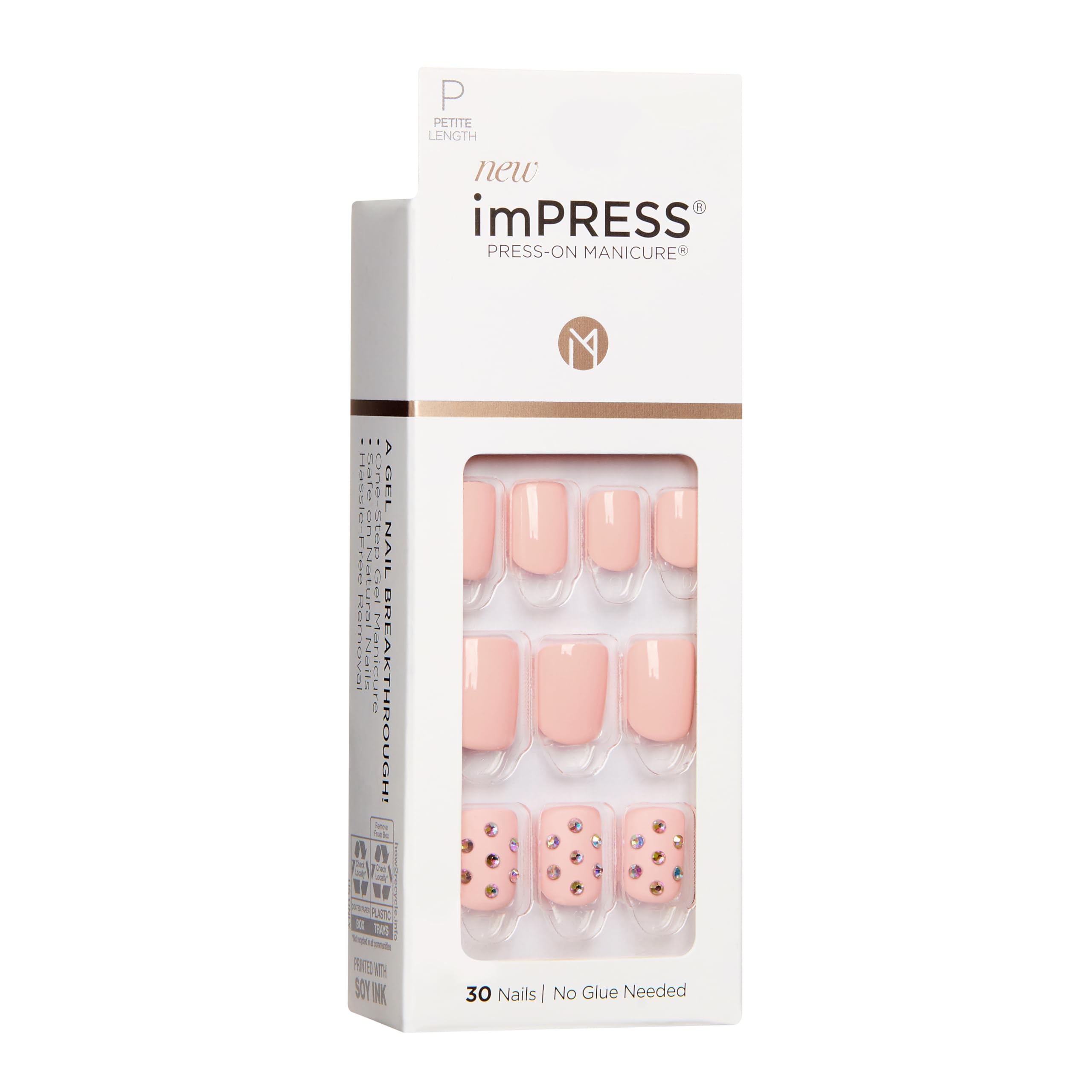 KISS imPRESS Color Press-on Manicure - Pink with crystals