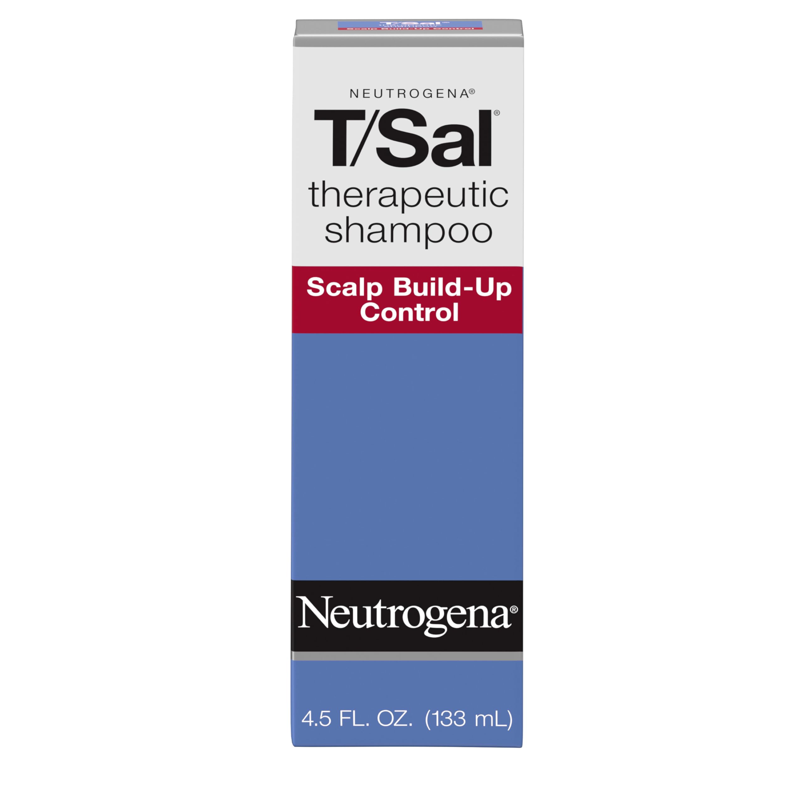 Neutrogena T/Sal Therapeutic Dandruff Shampoo, Scalp Build-Up Control, 3% Salicylic Acid, Scalp Psoriasis Treatment, Seborrheic Dermatitis Shampoo, Clears & Controls Flakes, Fragrance Free, 4.5 fl oz