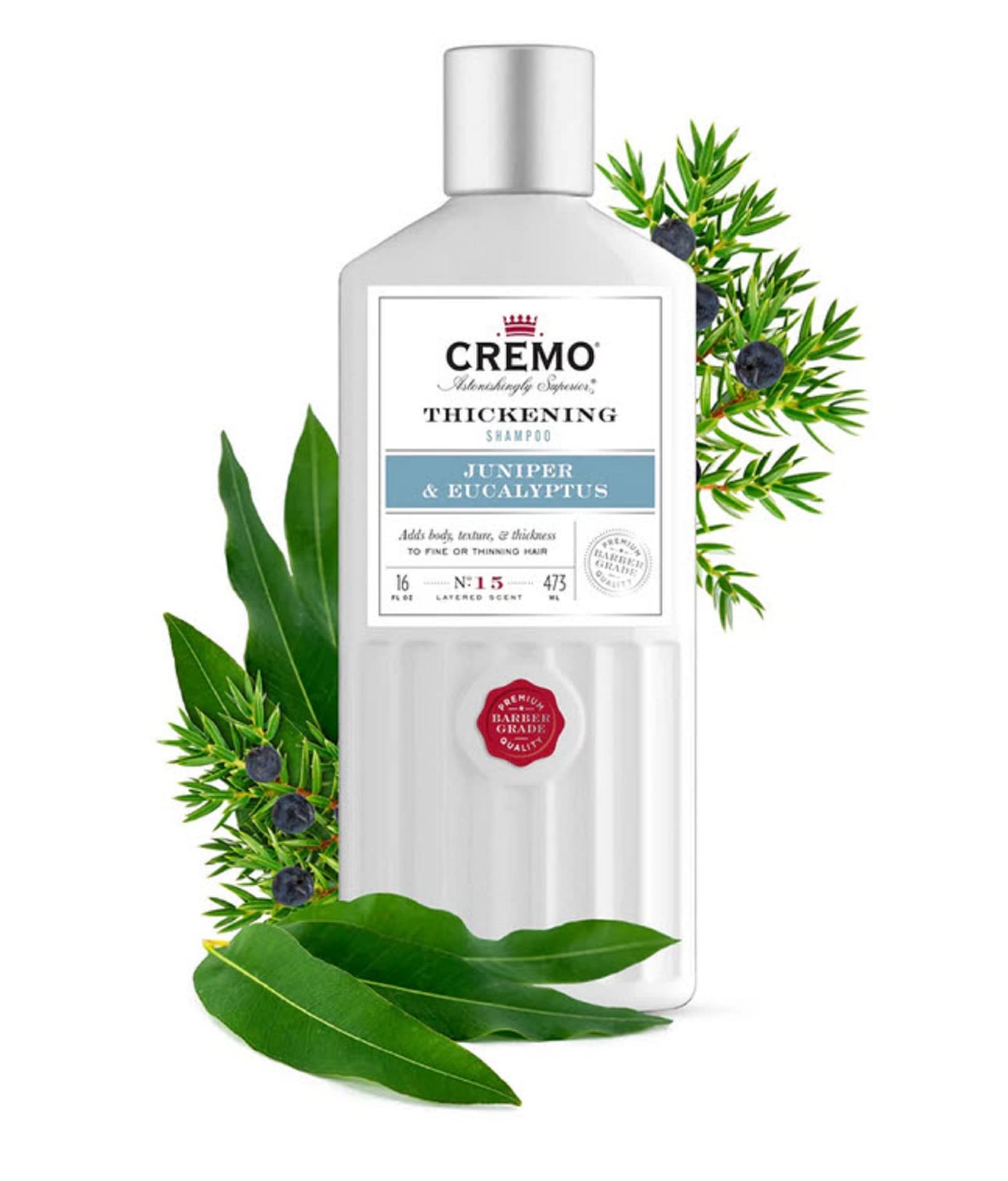 Cremo Barber Grade Juniper & Eucalyptus Thickening Formula for Fine or Thinning Hair, eucalyptus, juniper, eucalyptus, 32 Fl Oz