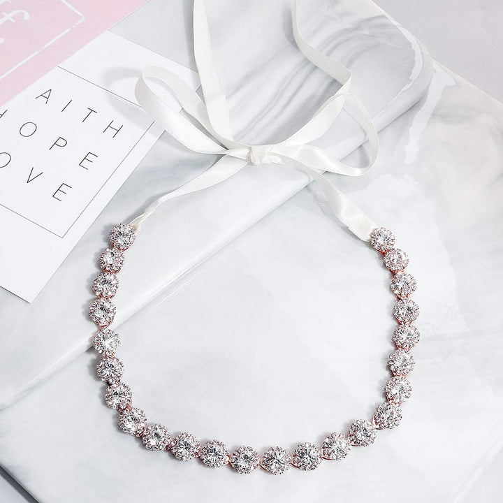 LYF Rose Gold: Crystal Wedding Headpiece Bridal Headband Hair Jewelry For Brides And Bridesmaids (Rose Gold)