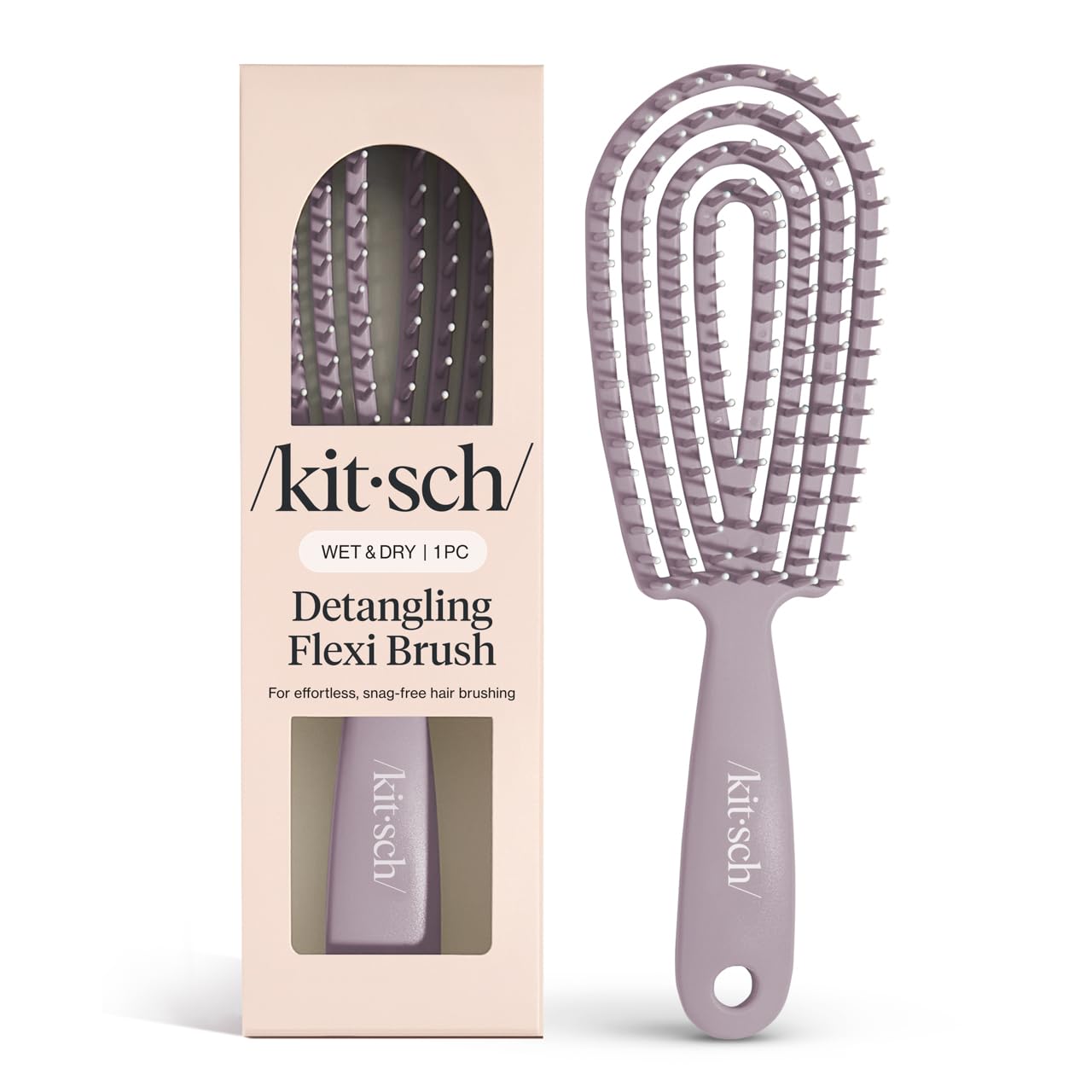Kitsch Detangler Brush – Flexible Curly Hair Brush for Women, Men & Kids | Detangling Hairbrush with Bendable Frame and Ultra-Smooth Bristles for Wet or Dry Strands - Soft Violet