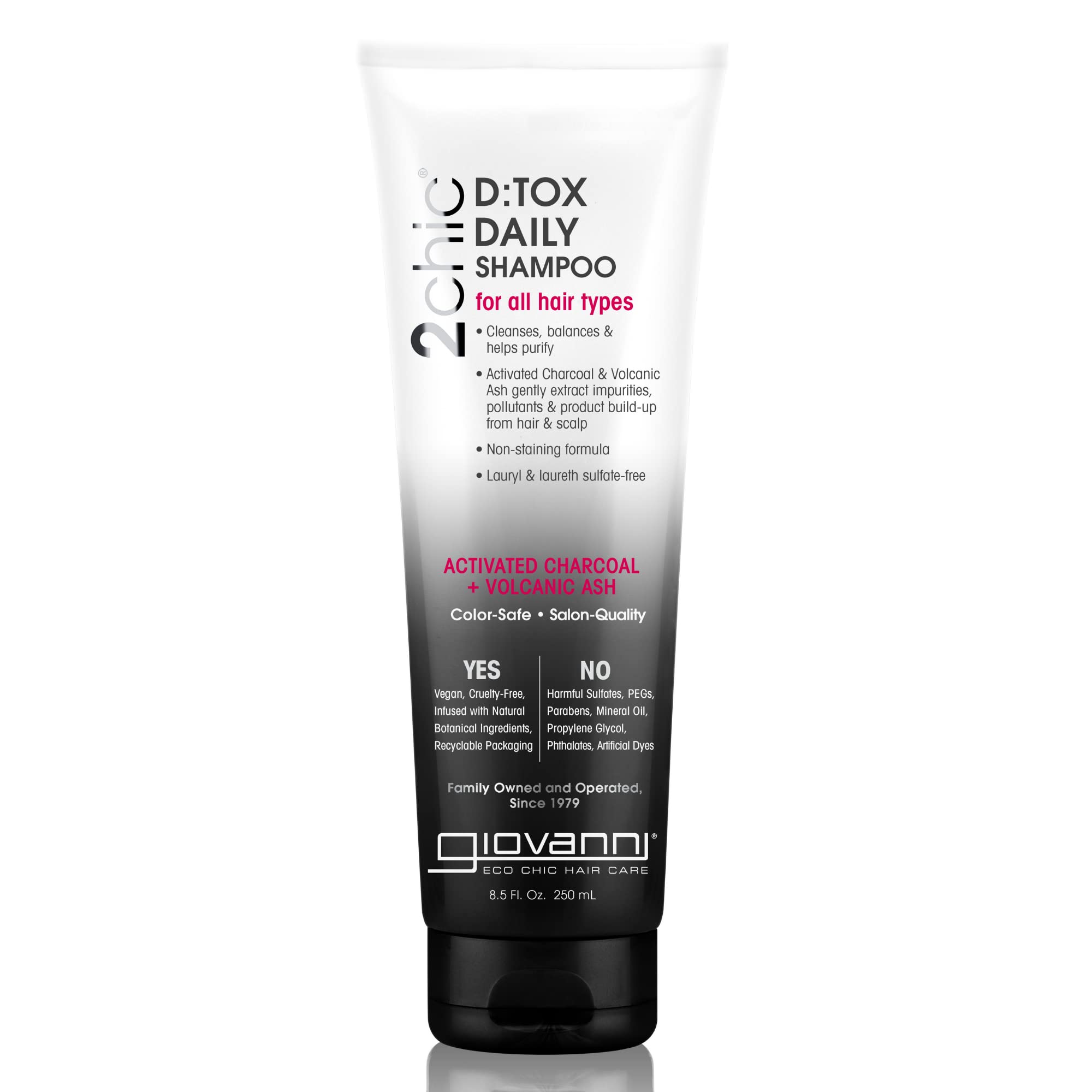 GIOVANNI D:tox Daily Shampoo - Activated Charcoal, Super-Antioxidants Acai & Goji Berry - 8.5 oz