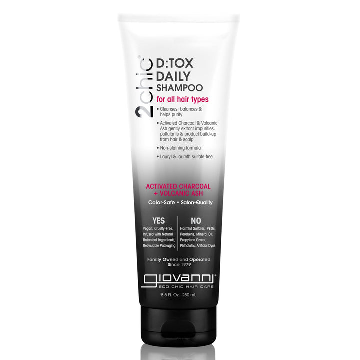 GIOVANNI D:tox Daily Shampoo - Activated Charcoal, Super-Antioxidants Acai & Goji Berry - 8.5 oz